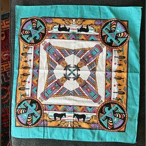 Vintage 1980's Cotton Blend Southwestern Design Bandana Scarf
